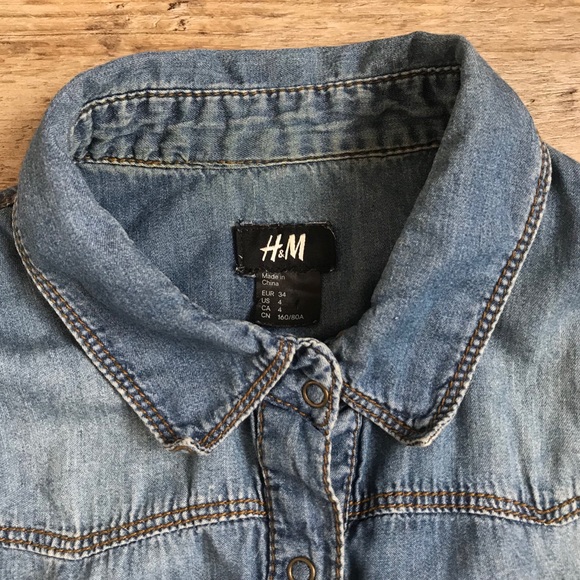 Denim Button Down Blouse - Picture 2 of 6